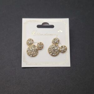 Gold Mickey mouse Rhinestone earrings